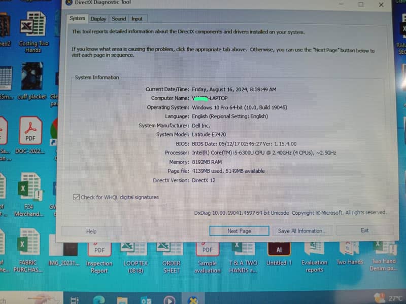 Dell Lattitde E7470 i8 generation 9