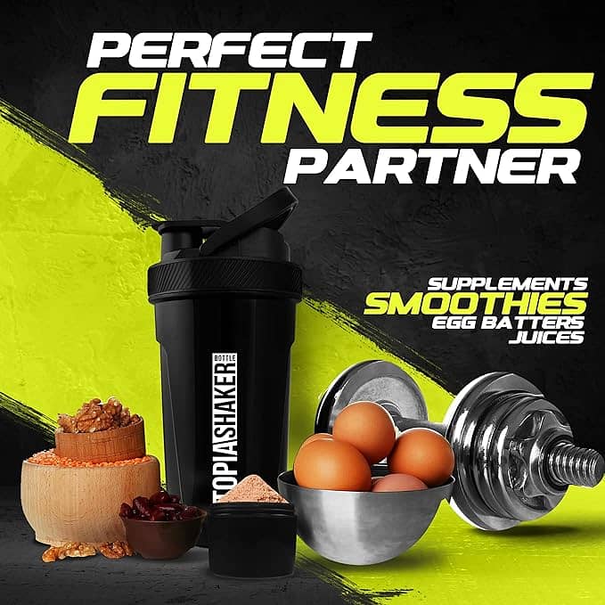 Utopia Protein Shaker Bottle ( Glossy Black) 3