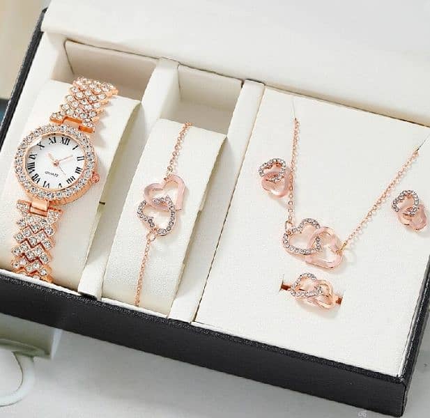 Luxury Diamond Ladies watch set with Bracelet Necklace Earrings 4