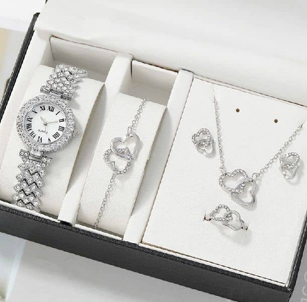 Luxury Diamond Ladies watch set with Bracelet Necklace Earrings 5