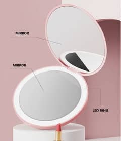 portable LED pocket makeup round mirror