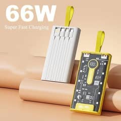 Original 66w Fast Charging 20,000 Mah Power Bank With Cable 0