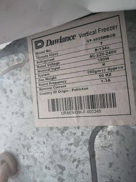 Dawlance vertical freezer 2