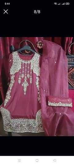 beautiful heavy dabka work 3ps suit with matching clutch