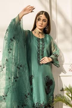 3 pc women embroided silk suite