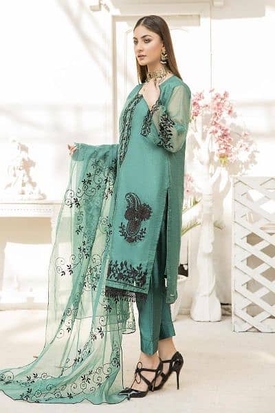 3 pc women embroided silk suite 1