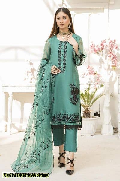 3 pc women embroided silk suite 3