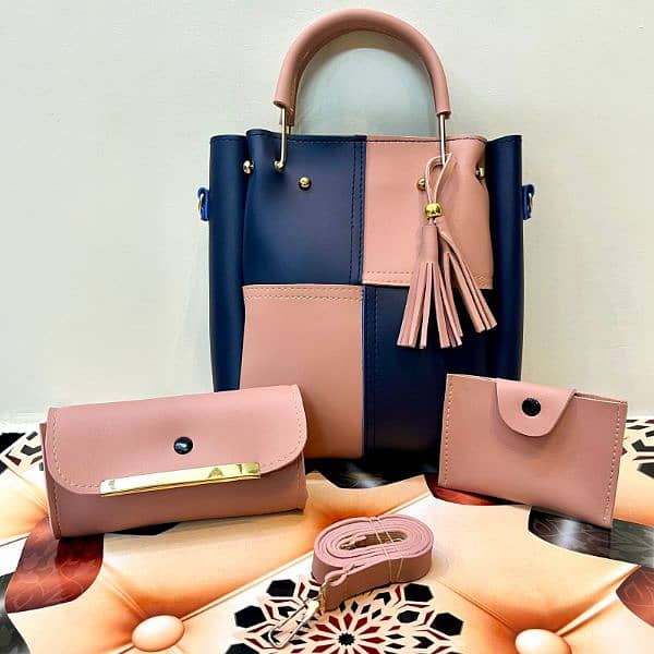 3 PCS PU SOFT PLAIN LEATHER BAG PACK 7