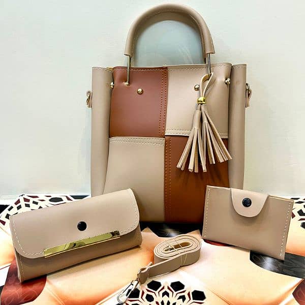 3 PCS PU SOFT PLAIN LEATHER BAG PACK 8