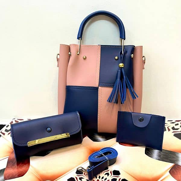 3 PCS PU SOFT PLAIN LEATHER BAG PACK 12