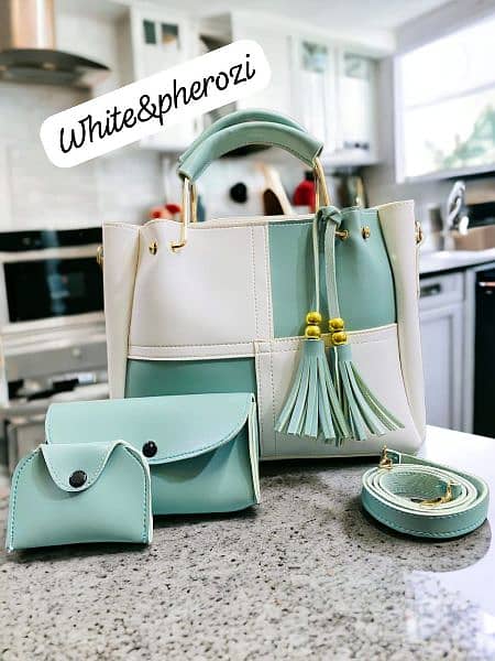 3 PCS PU SOFT PLAIN LEATHER BAG PACK 14