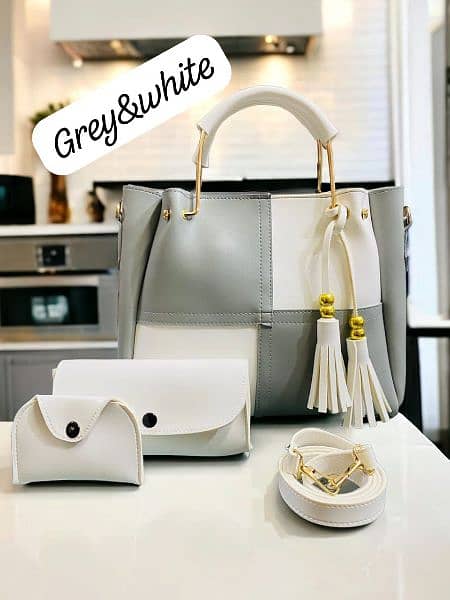 3 PCS PU SOFT PLAIN LEATHER BAG PACK 15