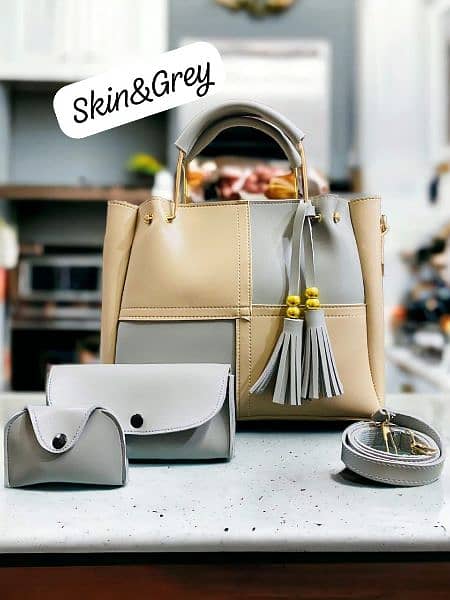 3 PCS PU SOFT PLAIN LEATHER BAG PACK 17