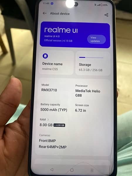 realmi c55 8gb rom 256gb storage minor glass break working ok 6