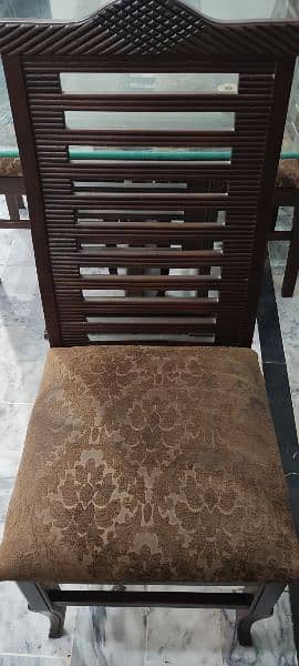 Glass top wooden Dining Table with 6 chairs 6