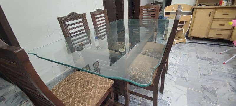 Glass top wooden Dining Table with 6 chairs 11