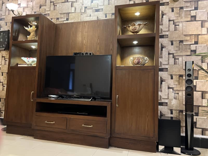 Elevate your lounge with  sophisticated wooden tv trolley 2