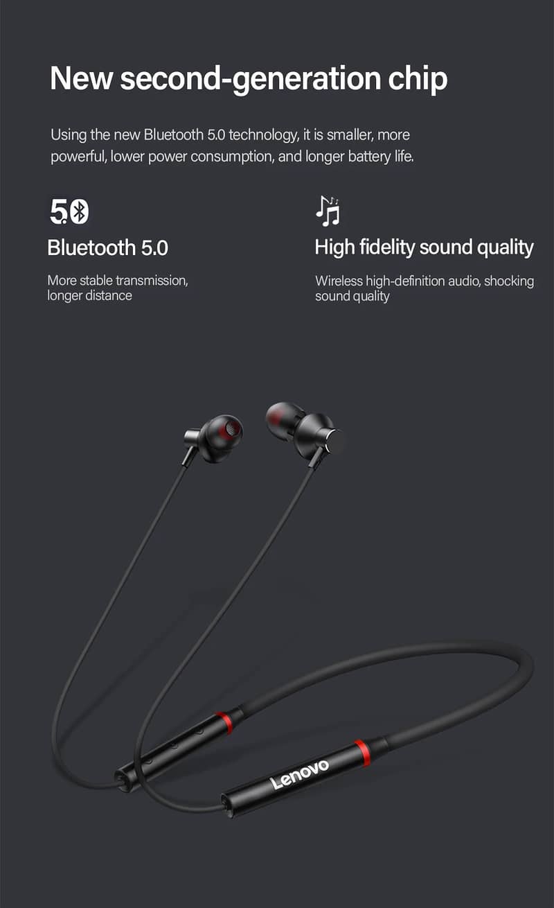 Lenovo HE05X Bluetooth 5.0 Earphones Waterproof Wireless HIFI Sound. S 6