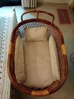 Handmade cane/rattan  baby cot include baby mattress and cushions