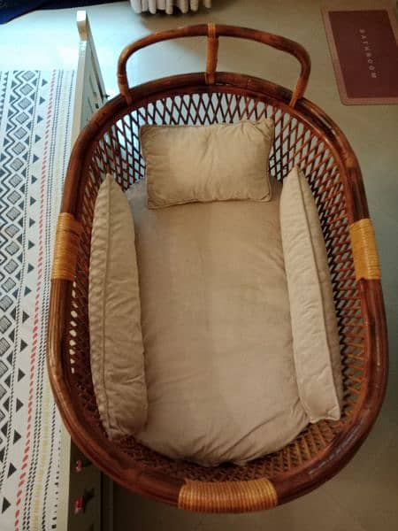 Handmade cane/rattan  baby cot include baby mattress and cushions 1