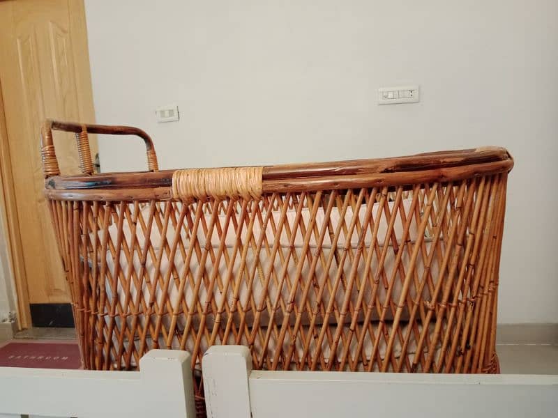 Handmade cane/rattan  baby cot include baby mattress and cushions 9