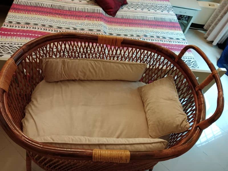 Handmade cane/rattan  baby cot include baby mattress and cushions 12