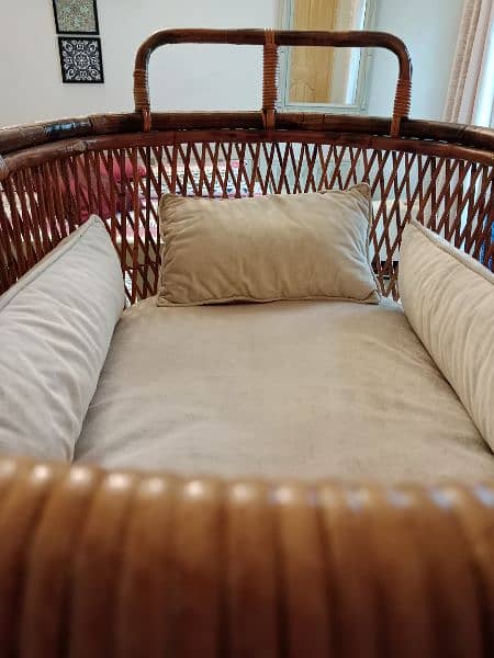 Handmade cane/rattan  baby cot include baby mattress and cushions 13