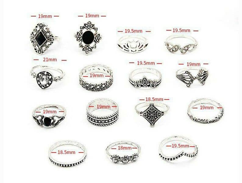 15 pcs Trendy Rings Set For Girls 1