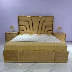 wooden bed/poshish bedset/king size bed/bed with side table