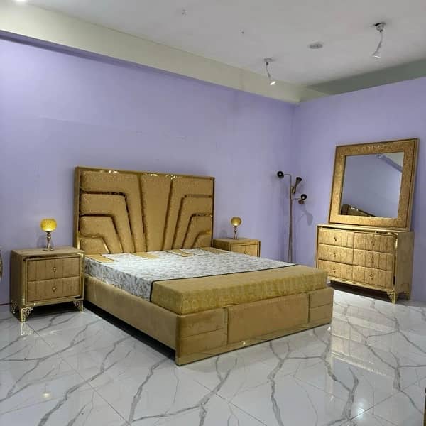 wooden bed/poshish bedset/king size bed/bed with side table 1