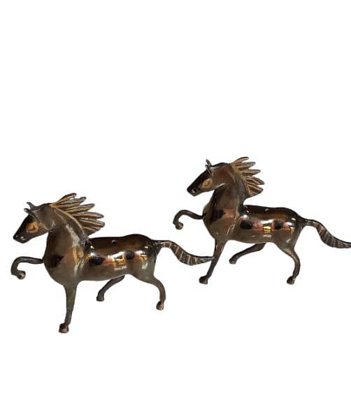 antique brass horse figure pair 0