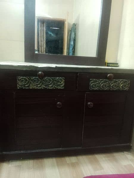 King size bed without mattress and dressing table 5