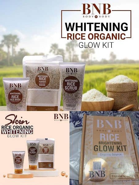 BNB whitening rice kit ,pack of 3،, wathsapp 03135921724 plz 0