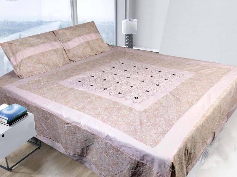 3 Pcs Cotton sotton frill double Bedsheet 1