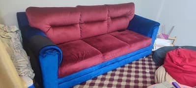 Red/ blue 3 seater custom built Sofa