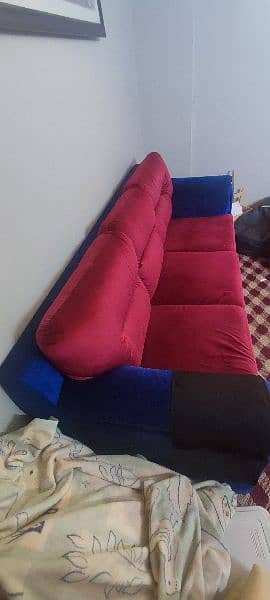 Red/ blue 3 seater custom built Sofa 2