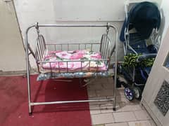 baby swing and stroller