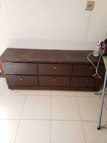 wood console storage table For Sale. 1