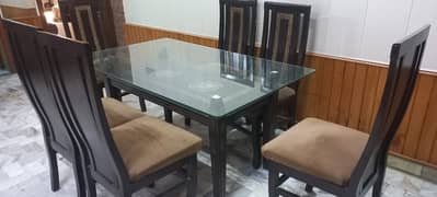 Glass dining table with 6 chairs 0