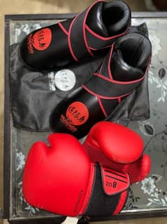 Martial Arts Equipment, 2 Boxing Gloves, 2 foot protection