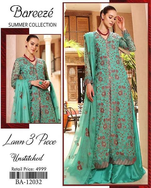 3 pic lawn unstitched suit for woman 0