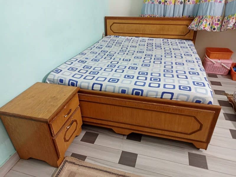 double bed with side table and mattress 3