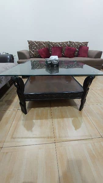 Center Glass Table and Side Tables Used for Sale 1