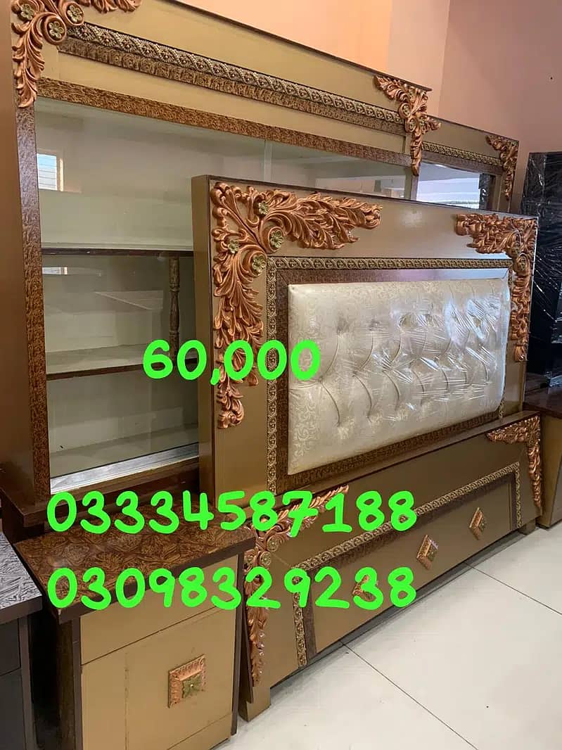 Kind size bed/Double bed/Wooden bed/side tables/dressing table 16