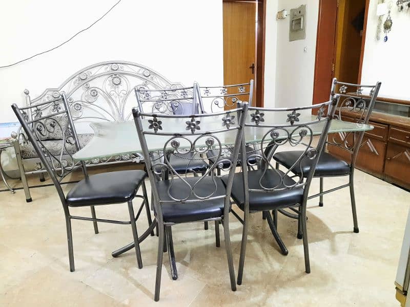 dining table / iron rod 6 seater dining table / iron dining table 7