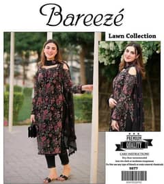 3 pcs women's unstitched lawn embroidered 0