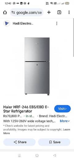 Haier Hrf 246 EBS( SILVER COLOR and 9 cubic ft) 0