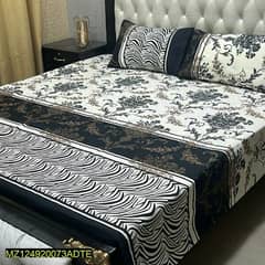 3 Pc's crystal cotton printed double bedsheet