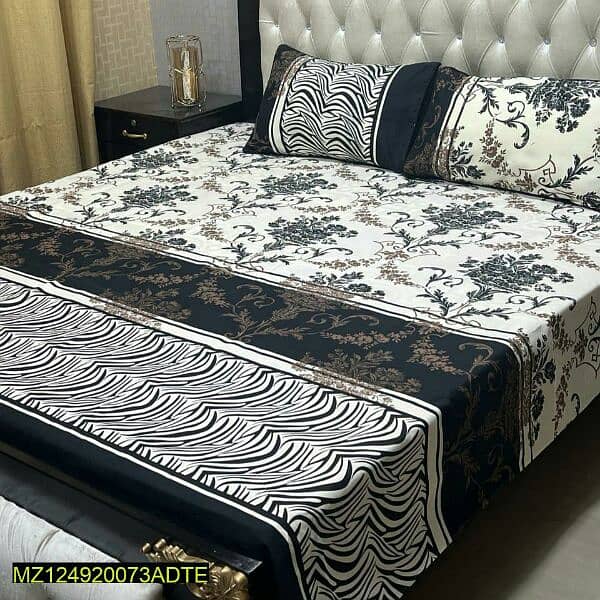 3 Pc's crystal cotton printed double bedsheet 0