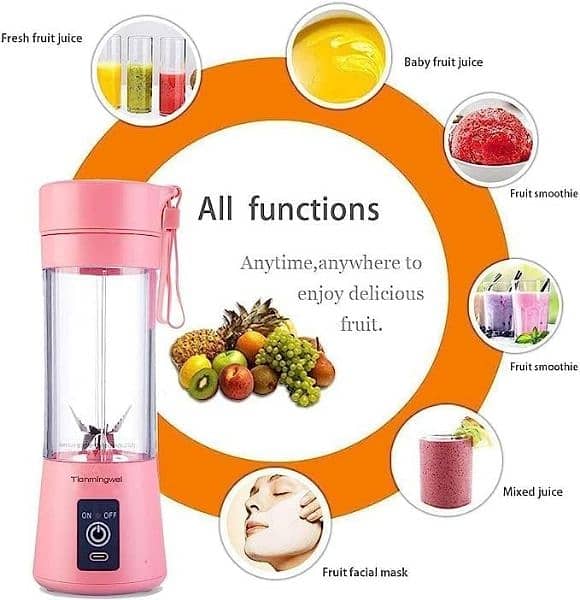 "Rechargeable Portable Mini Juicer Blender | 380ml Outdoor Juicing Cup 5